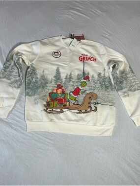 MAD Engine White The Grinch Graphic Crewneck Sweatshirt